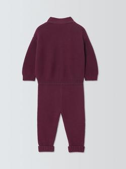 John Lewis Baby Clementine Knit Cardigan & Trousers Set, Purple - view 2, Purple