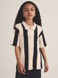 Reiss Les 100 Ciels Kids' Clive Cotton Stripe Textured Shirt, Black