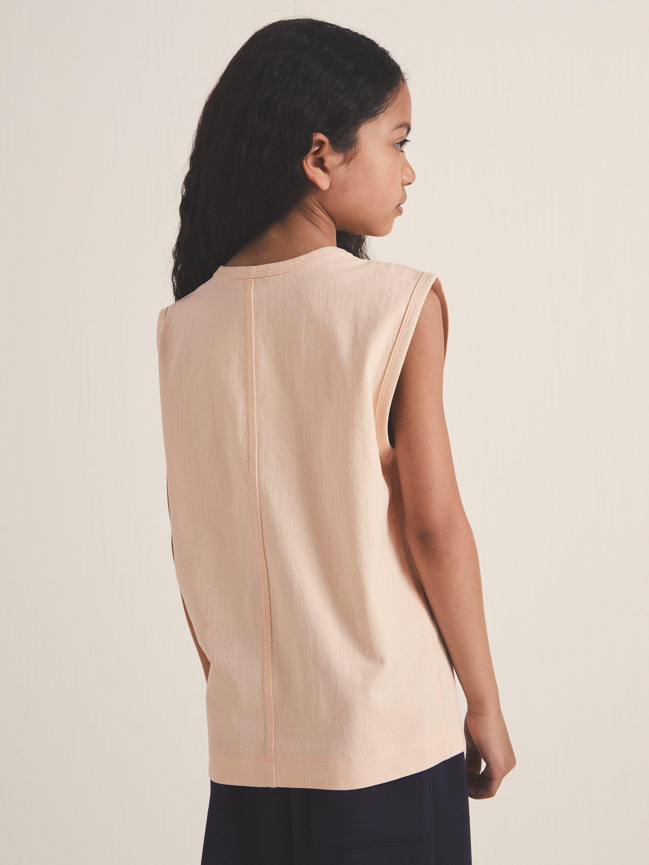 Product image 2 of 5, which shows Reiss Les 100 Ciels Kids' Dylan Sleeveless T-Shirt, Peach, 4-5 years