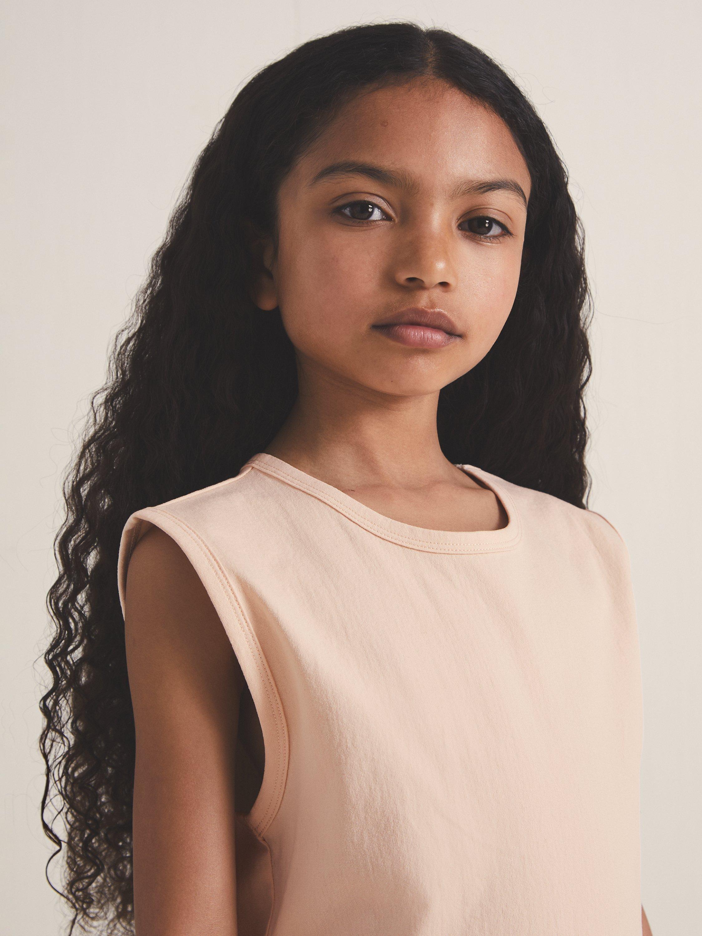 Product image 4 of 5, which shows Reiss Les 100 Ciels Kids' Dylan Sleeveless T-Shirt, Peach, 4-5 years