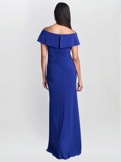 Gina Bacconi Adina Off Shoulder Maxi Dress, Mid Blue - view 2, Mid Blue