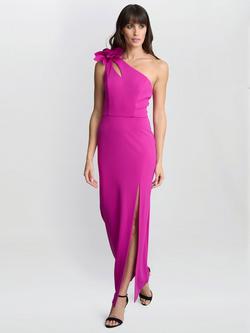 Gina Bacconi Portia One Shoulder Maxi Dress, Fuchsia, Fuchsia