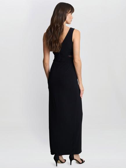 Gina Bacconi Wendy V-Neck Mesh Panel Maxi Dress, Black - view 2, Black