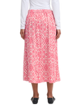 ICHI Linno Linen Blend Diamond Ikat Midi Skirt, Geranium/Multi