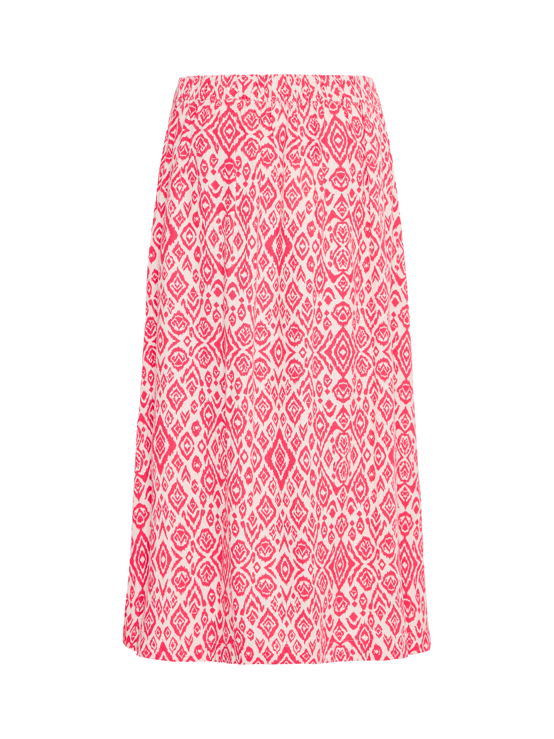 Product image 5 of 6, which shows ICHI Linno Linen Blend Diamond Ikat Midi Skirt, Geranium/Multi, 12