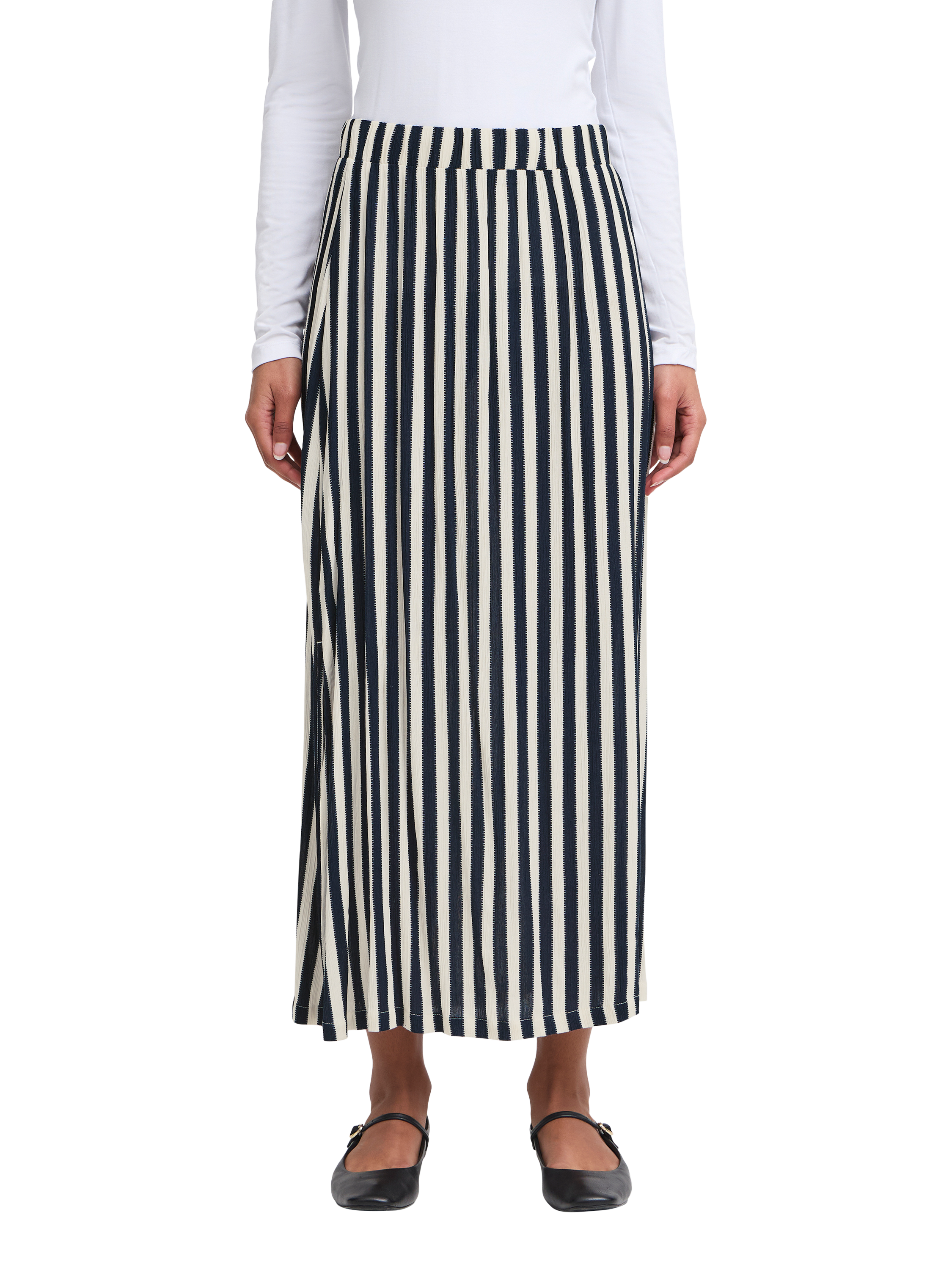 Product image 1 of 7, which shows ICHI Marrakech Stripe High Waist Maxi Skirt, Multi, XS