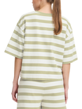 ICHI Ocie Stripe Boxy Fit Short Sleeve Sweatshirt, Green