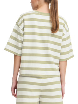 ICHI Ocie Stripe Boxy Fit Short Sleeve Sweatshirt, Green - view 2, Green