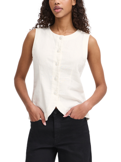 ICHI Linno Button Linen Rich Top, Cloud Dancer, Cloud Dancer