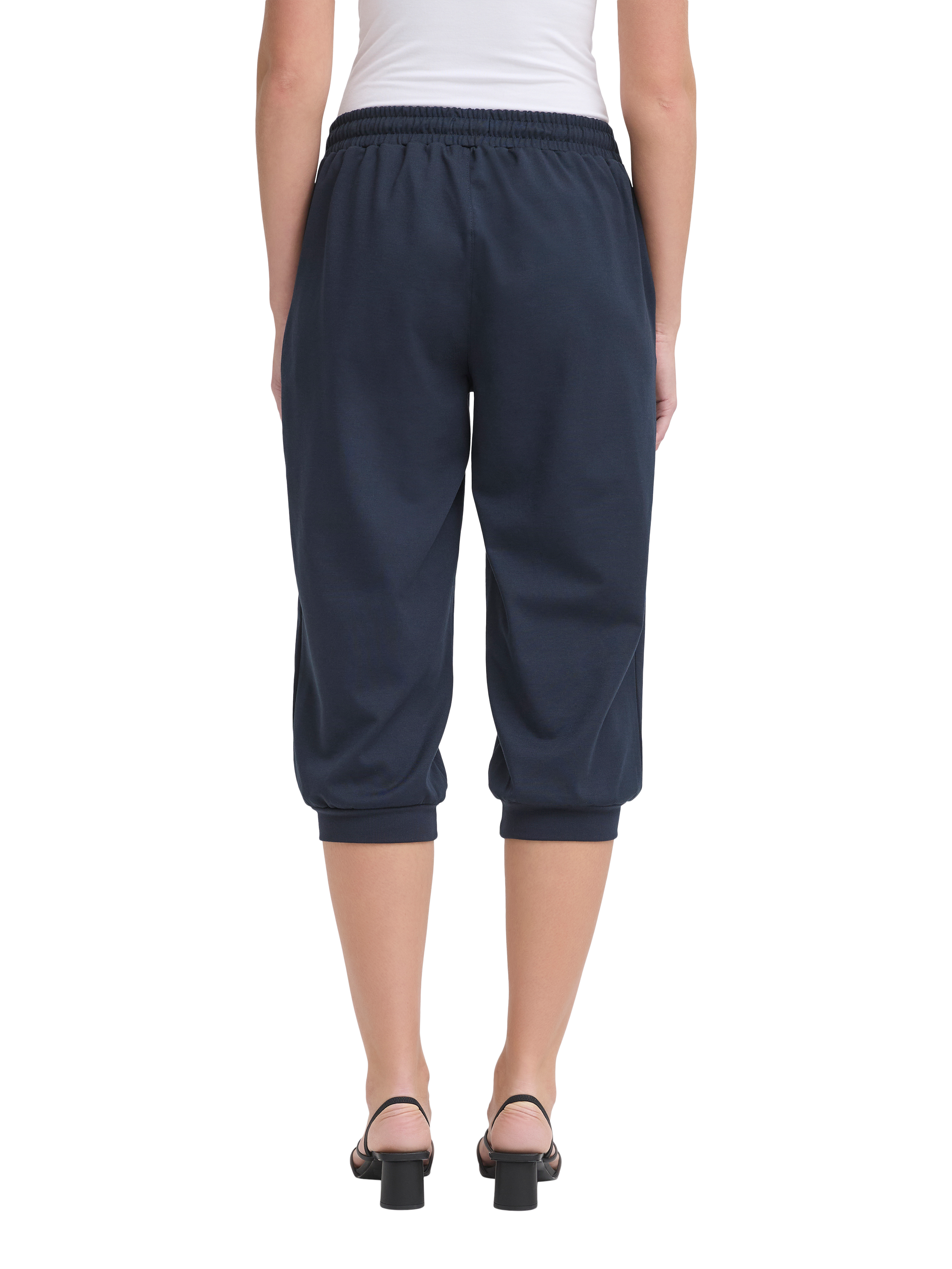 Product image 2 of 7, which shows ICHI Kate Capri Joggers, Total Eclipse, XS