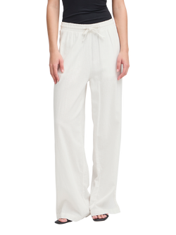 ICHI Linno Linen Blend Wide Leg Trousers, Cloud Dancer, Cloud Dancer