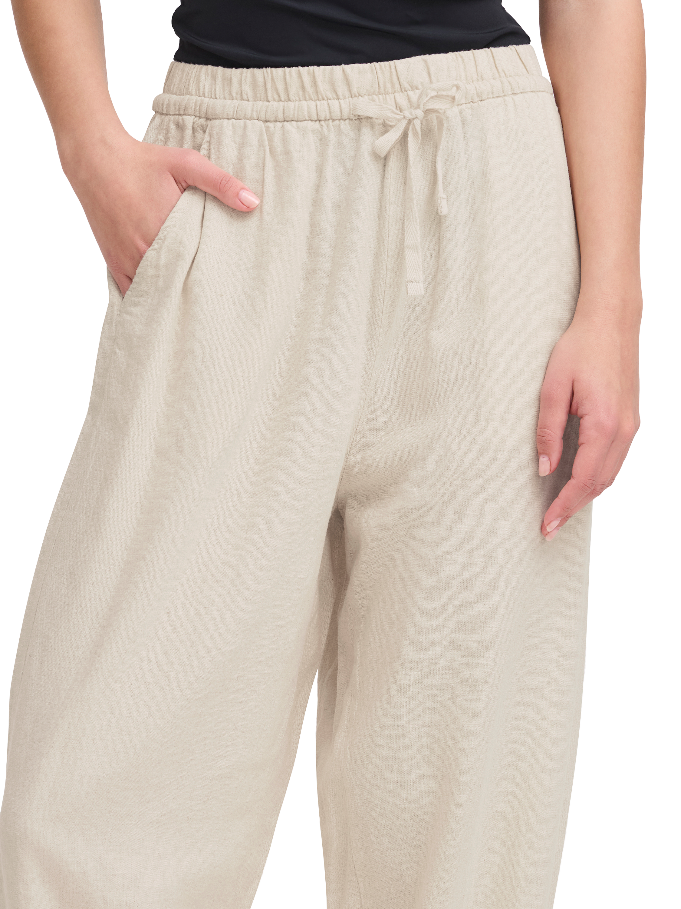 Product image 4 of 7, which shows ICHI Linno Linen Rich Trousers, Natural, 8