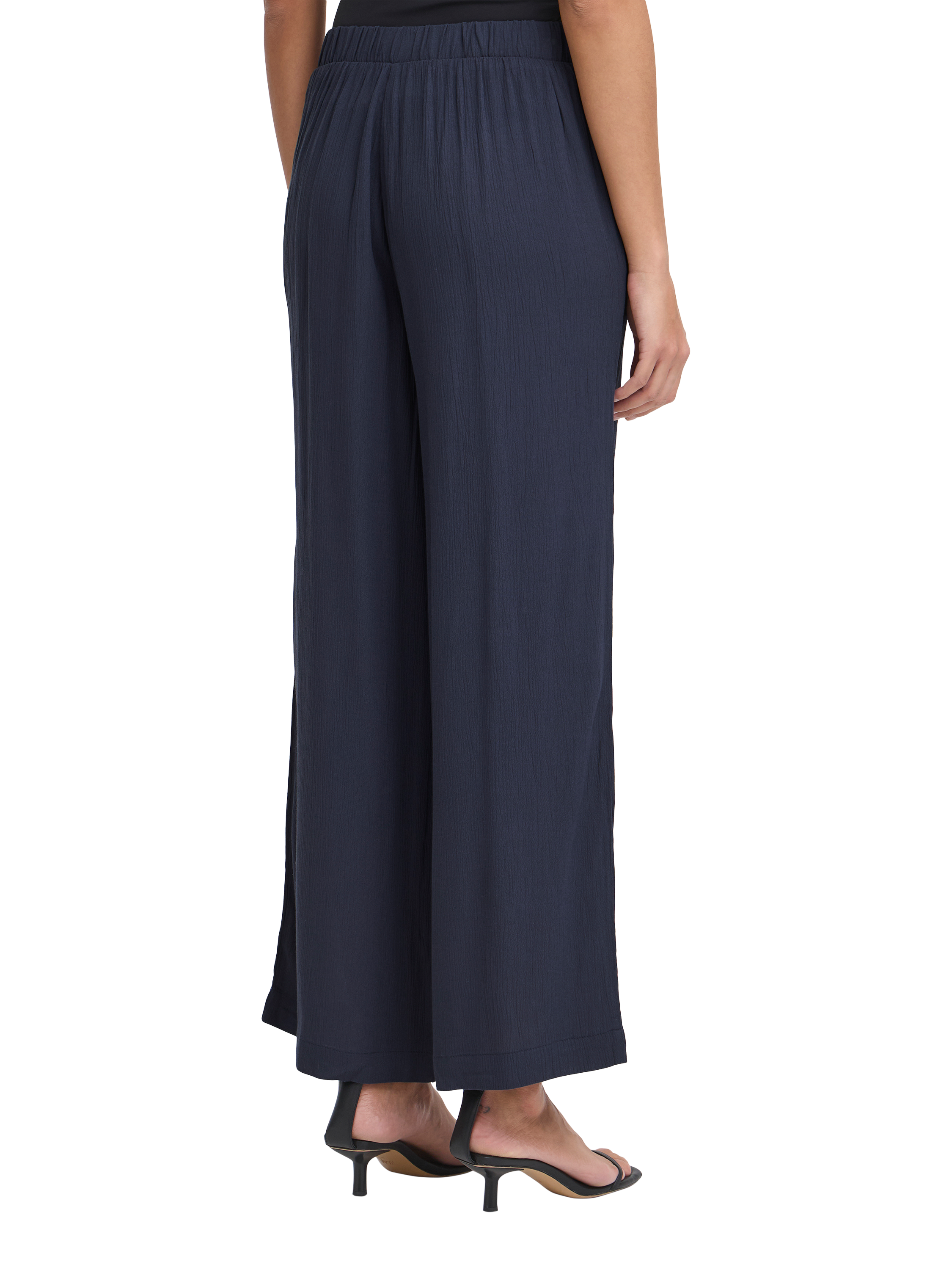 Product image 2 of 6, which shows ICHI Marrakech Wide Leg Cropped Trousers, Navy, XS