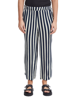 ICHI Marrakech Stripe High Waist Wide Leg Trousers, Blue/Multi, Blue/Multi