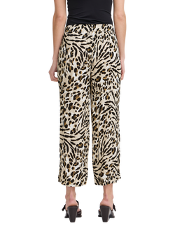 ICHI Marrakech Animal Print Cropped Trousers, Caribou/Multi - view 2, Caribou/Multi