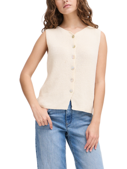 ICHI Blonds Sleeveless Round Neck Knit Top, Almond Milk, Almond Milk