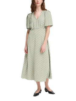 ICHI Zabby Textured Spot Dress, Tea, Tea