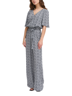 ICHI Marrakch Ikat Tile Print Jumpsuit, Total Eclipse/Multi, Total Eclipse/Multi