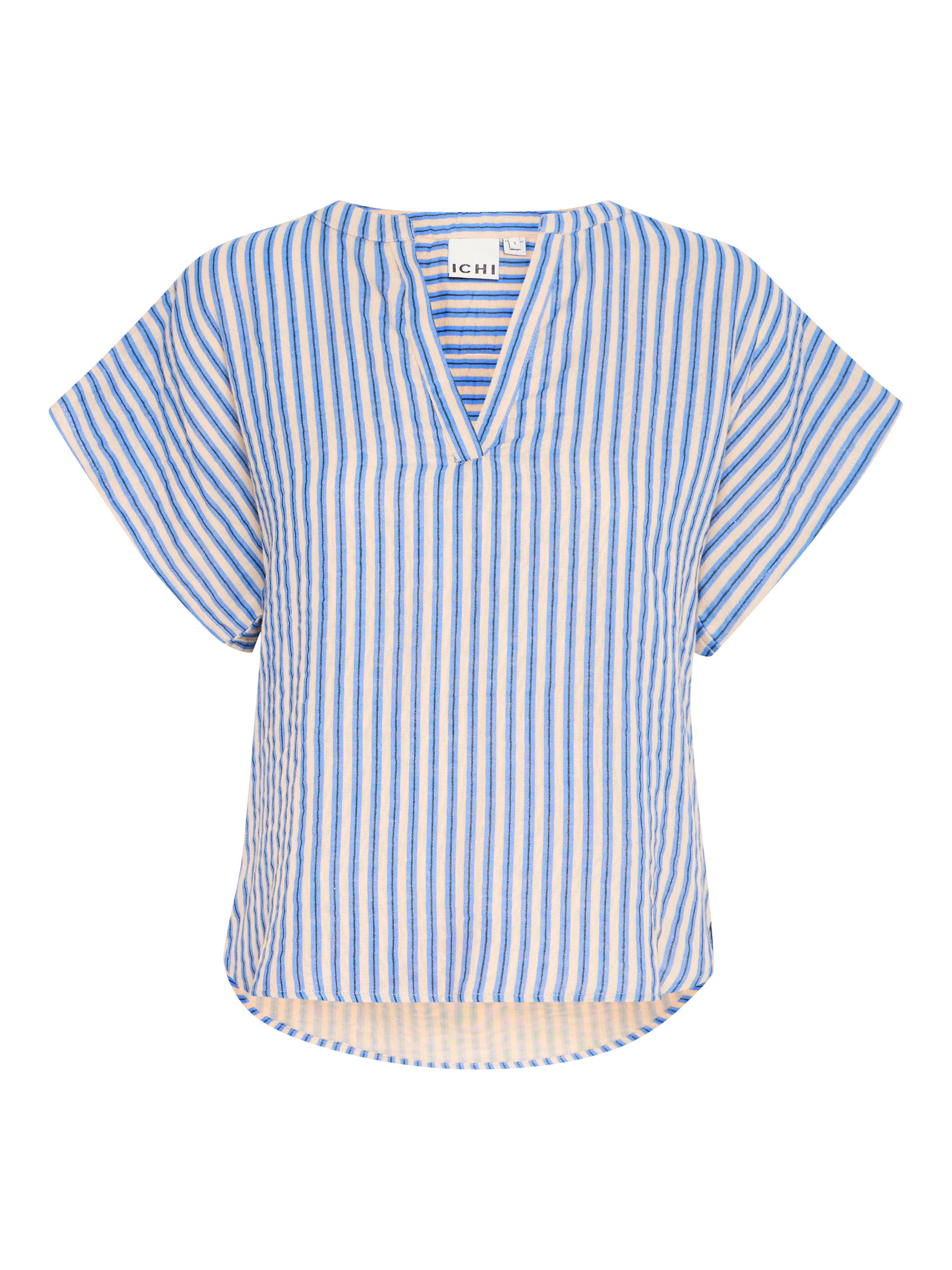 Product image 1 of 3, which shows ICHI Foxa Stripe Top, Blue/Multi, S