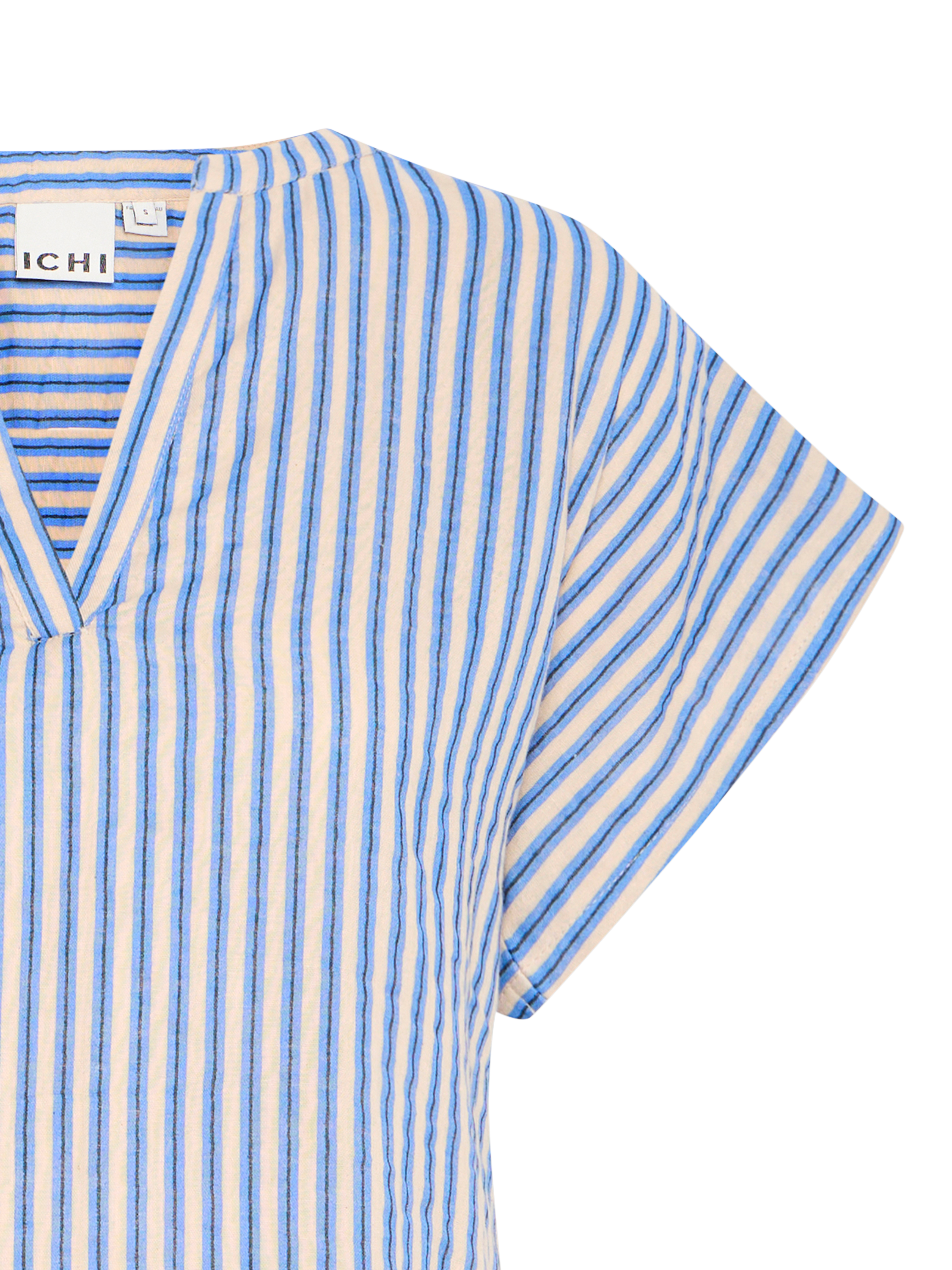 Product image 3 of 3, which shows ICHI Foxa Stripe Top, Blue/Multi, S