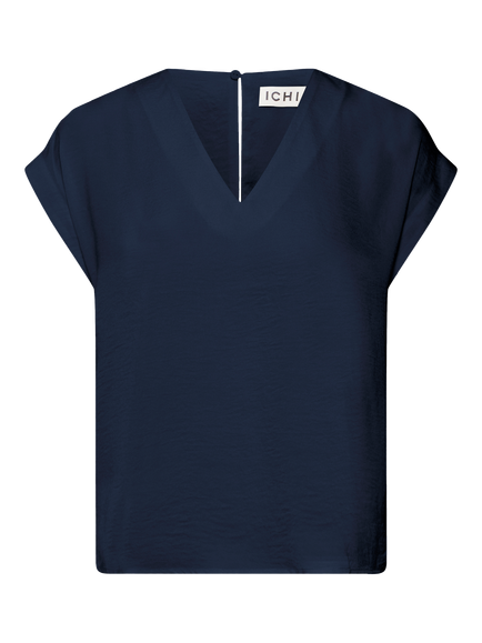 ICHI Crissy Short Sleeved Blouse, Total Eclipse, Total Eclipse