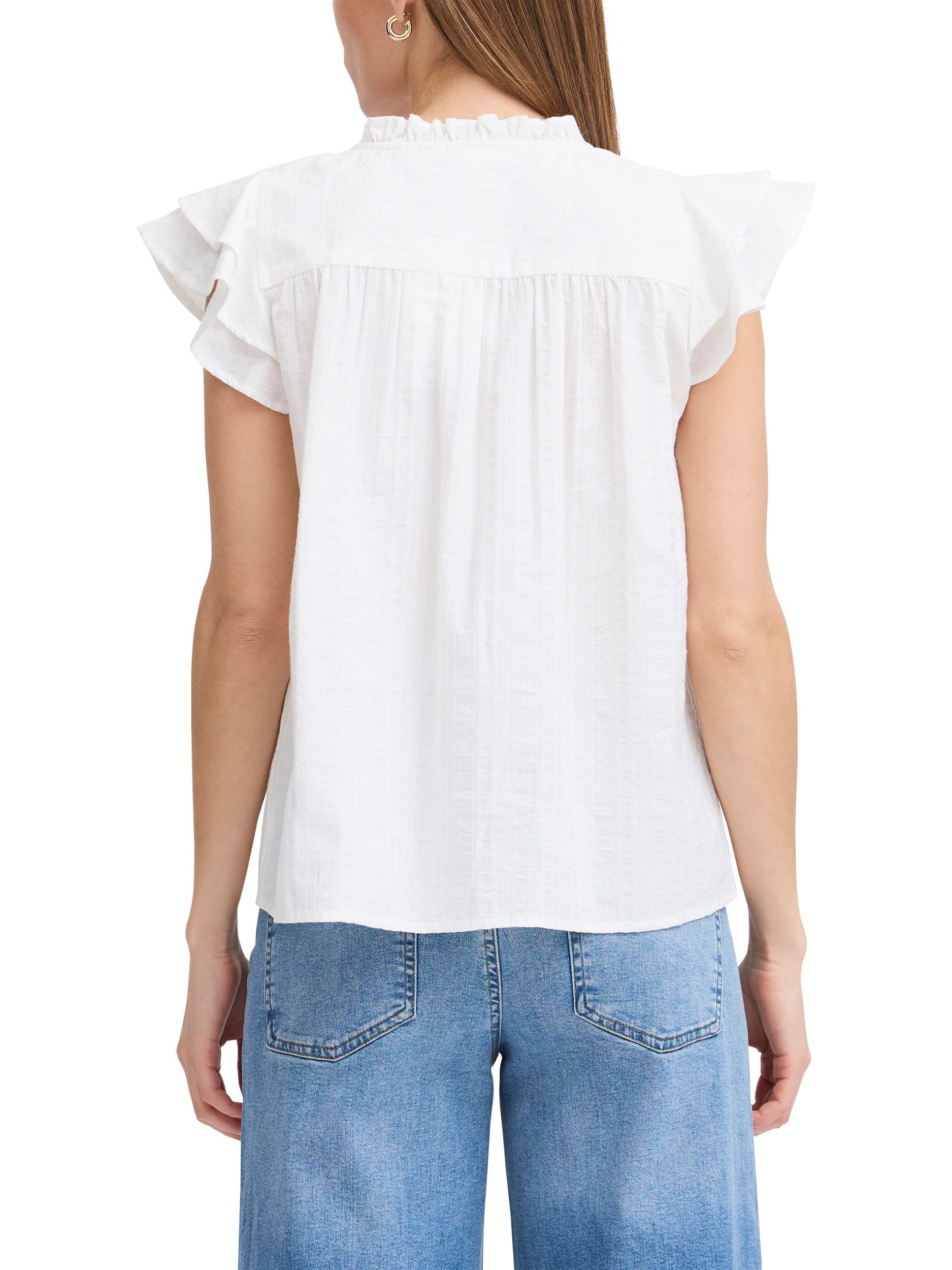 Product image 2 of 4, which shows ICHI Gaelle Embroidered Top, Cloud Dancer, 12