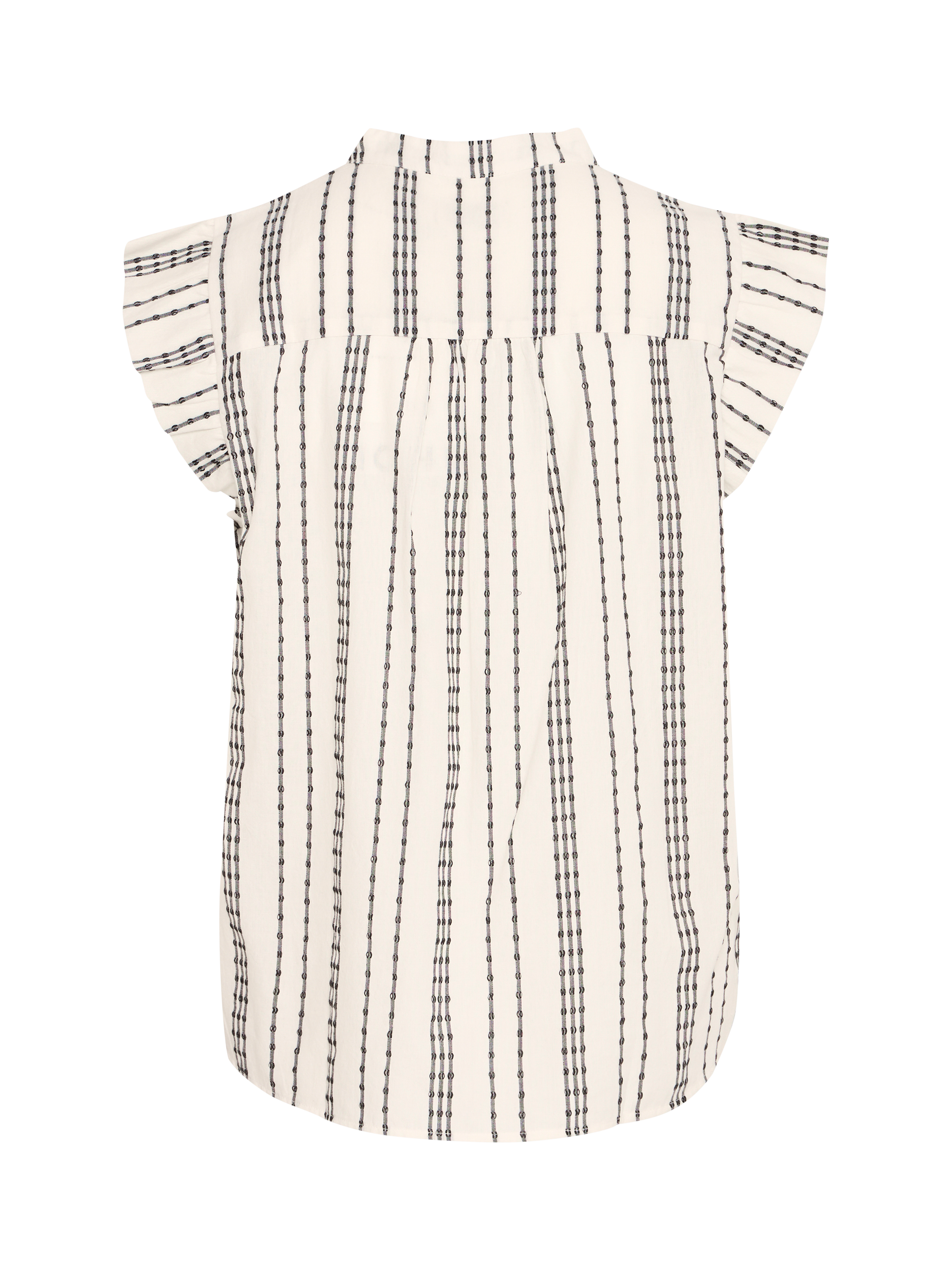Product image 6 of 7, which shows ICHI Josine Stripe Ruffle Sleeve Top, Birch, 16