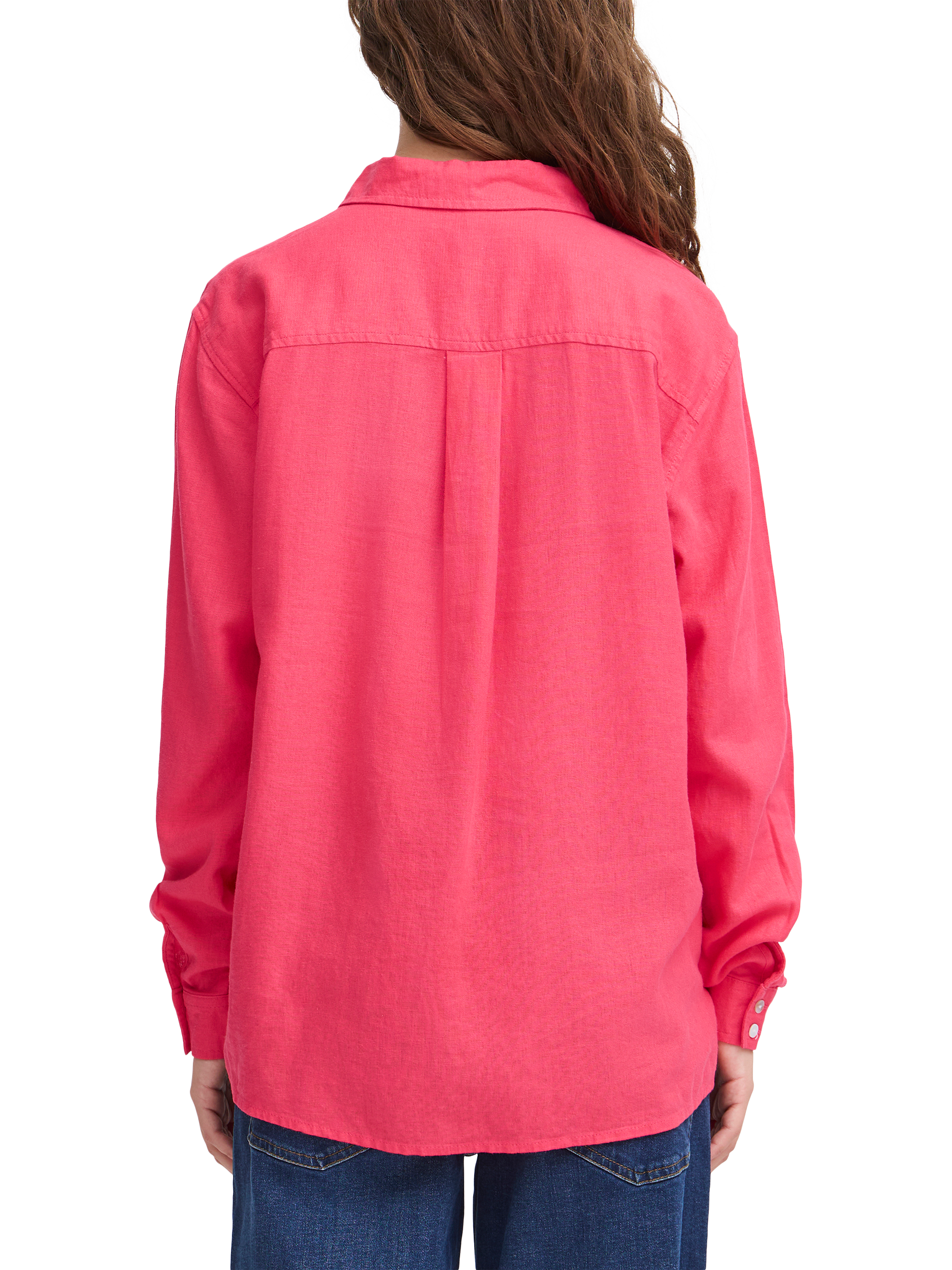 Product image 2 of 7, which shows ICHI Linno Linen Rich Long Sleeve Shirt, Geranium, 10