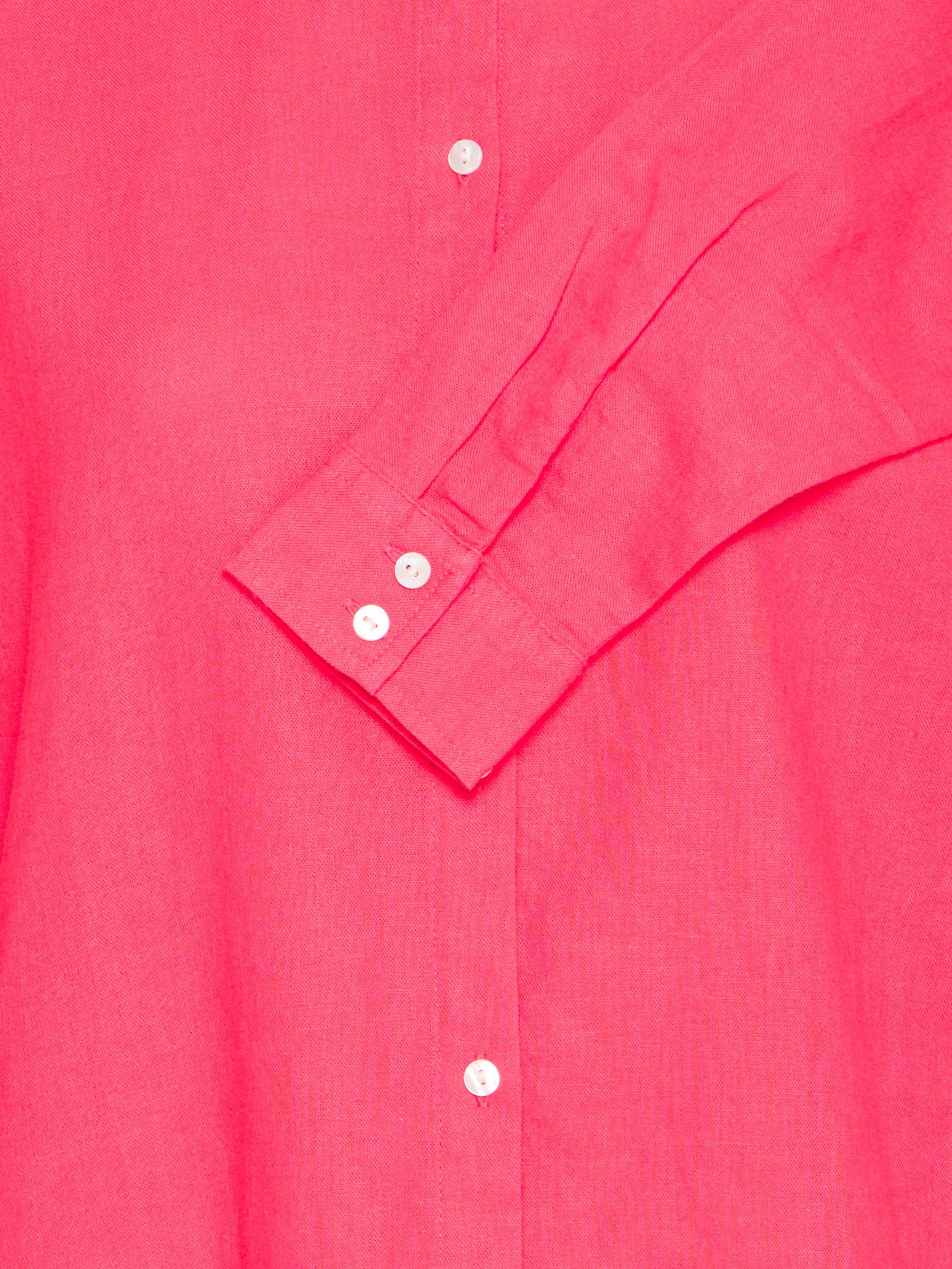 Product image 7 of 7, which shows ICHI Linno Linen Rich Long Sleeve Shirt, Geranium, 10