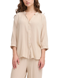 ICHI Marrakech 3/4 Sleeve V-Neck Shirt, Tan