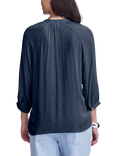 ICHI Marrackech 3/4 Sleeve V-Neck Shirt, Blue