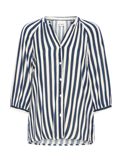 ICHI Marrakech Stripe 3/4 Sleeve V-Neck Shirt, Multi, Multi