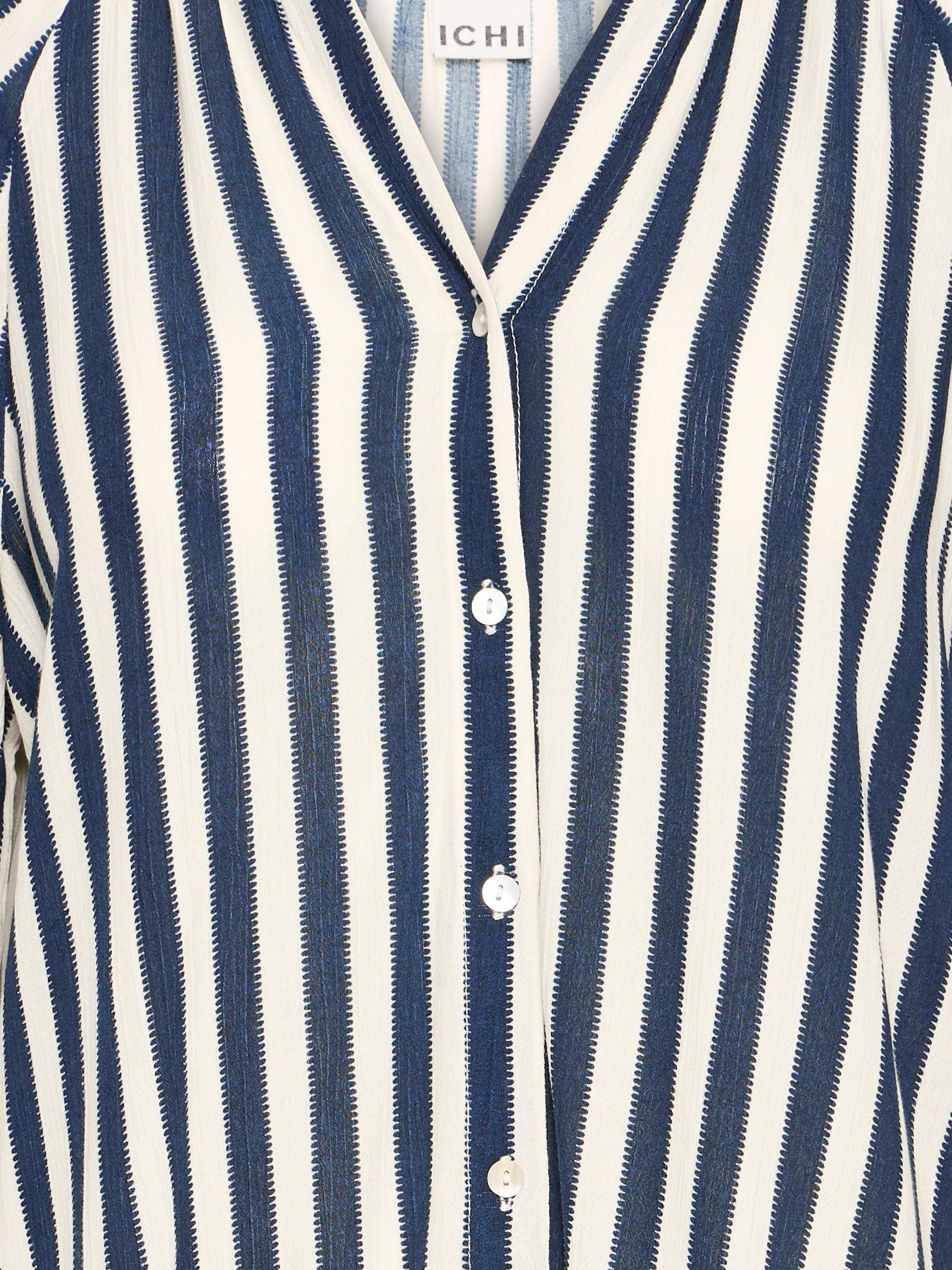 Product image 3 of 3, which shows ICHI Marrakech Stripe 3/4 Sleeve V-Neck Shirt, Multi, XS