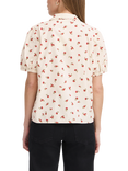 ICHI Rosey Woven Cotton Tie Front Shirt, Geranium