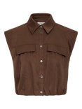 ICHI Stella Cropped Sleeveless Shirt, Chestnut