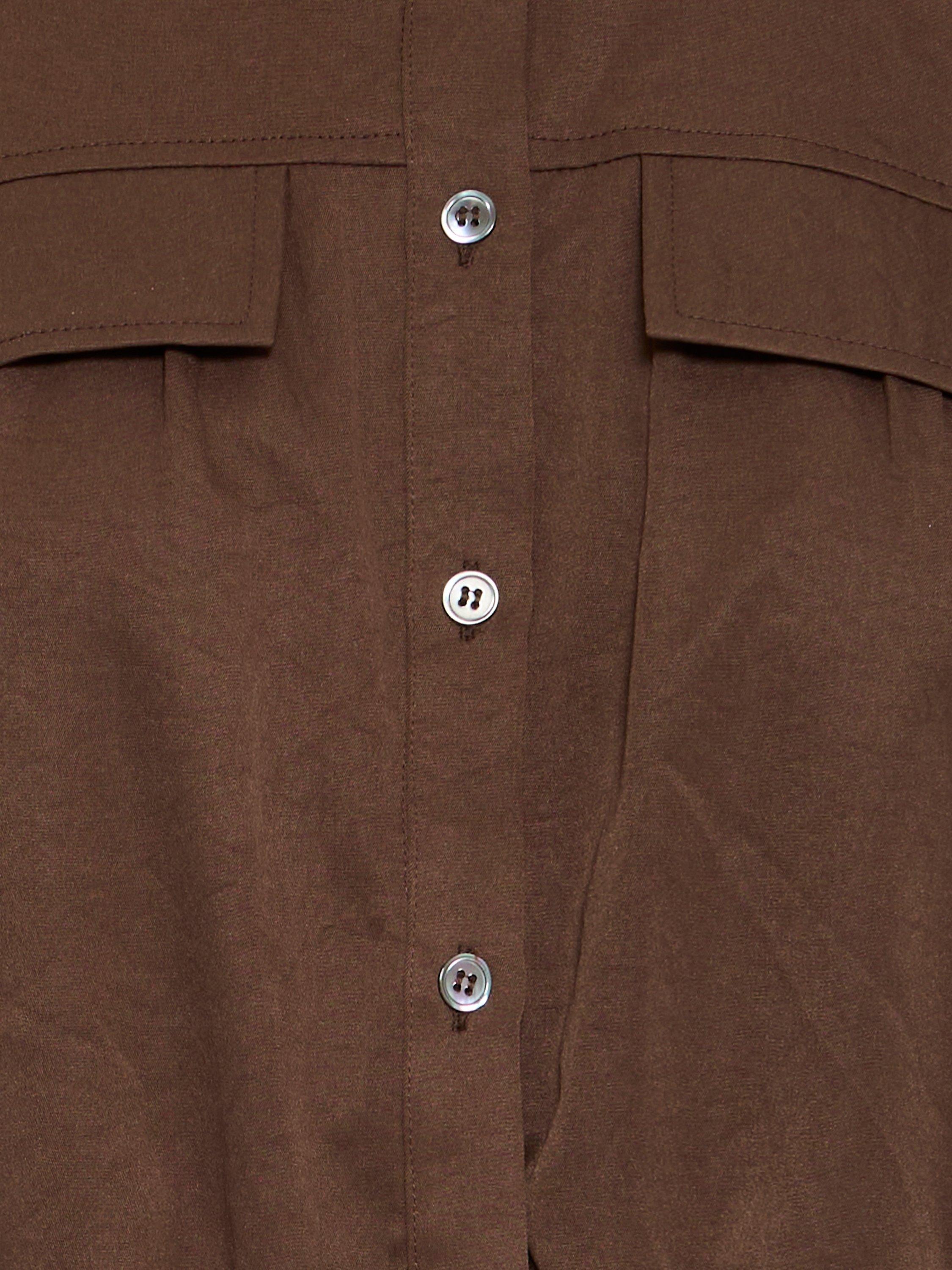 Product image 3 of 3, which shows ICHI Stella Cropped Sleeveless Shirt, Chestnut, 12