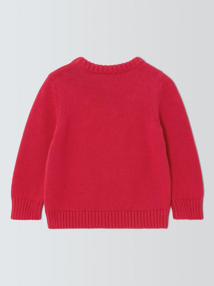 John Lewis Baby Polar Bear Jumper, Red - view 2, Red