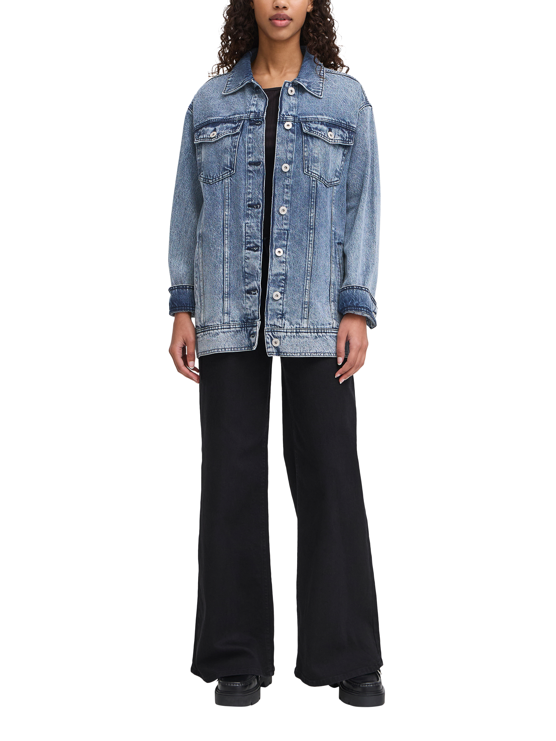 Product image 3 of 7, which shows ICHI Naomy Denim Jacket, Blue, 8