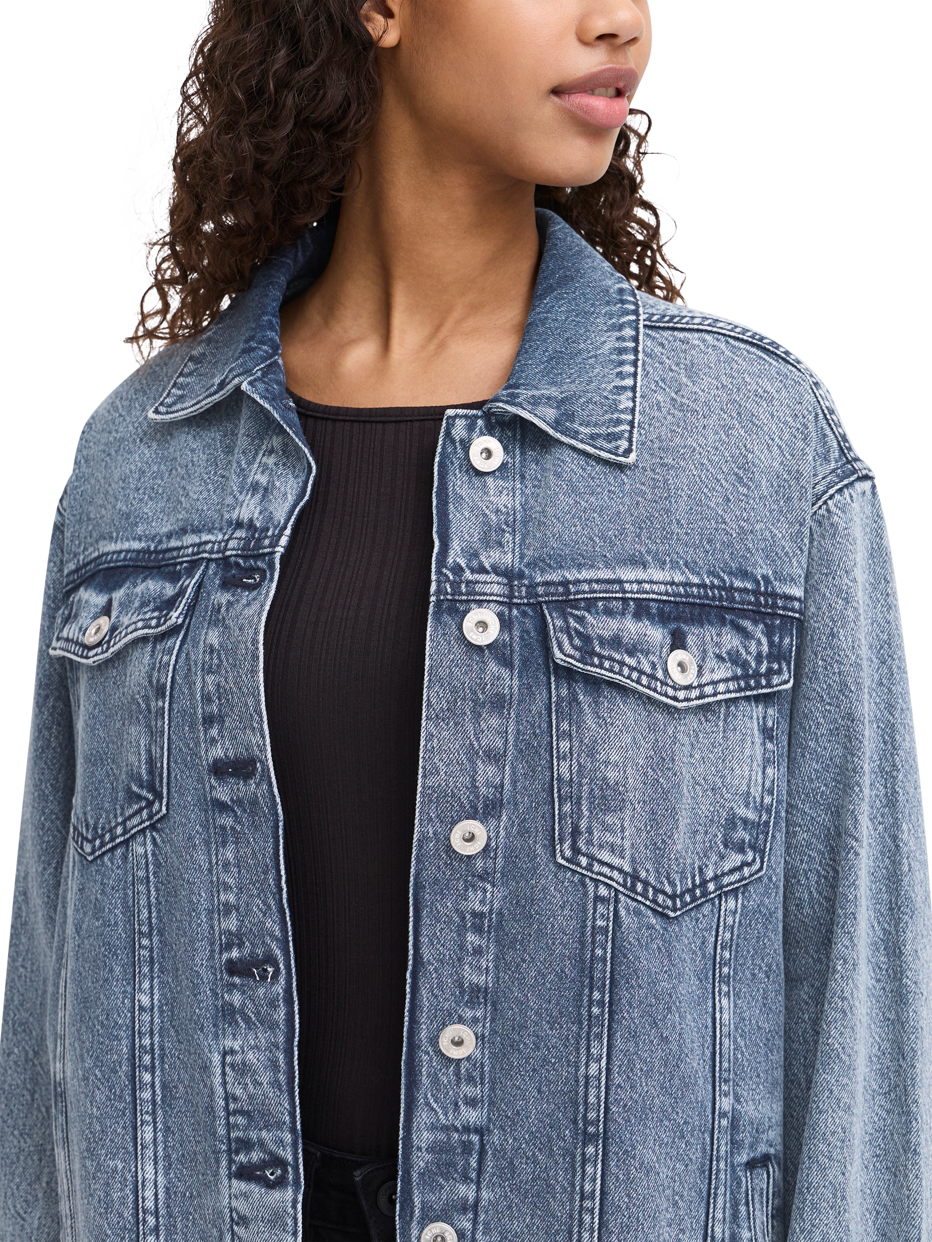 Product image 4 of 7, which shows ICHI Naomy Denim Jacket, Blue, 8