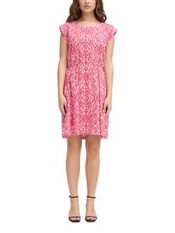 ICHI Linno Linen Blend Diamond Ikat Mini Dress, Geranium/Multi, Geranium/Multi