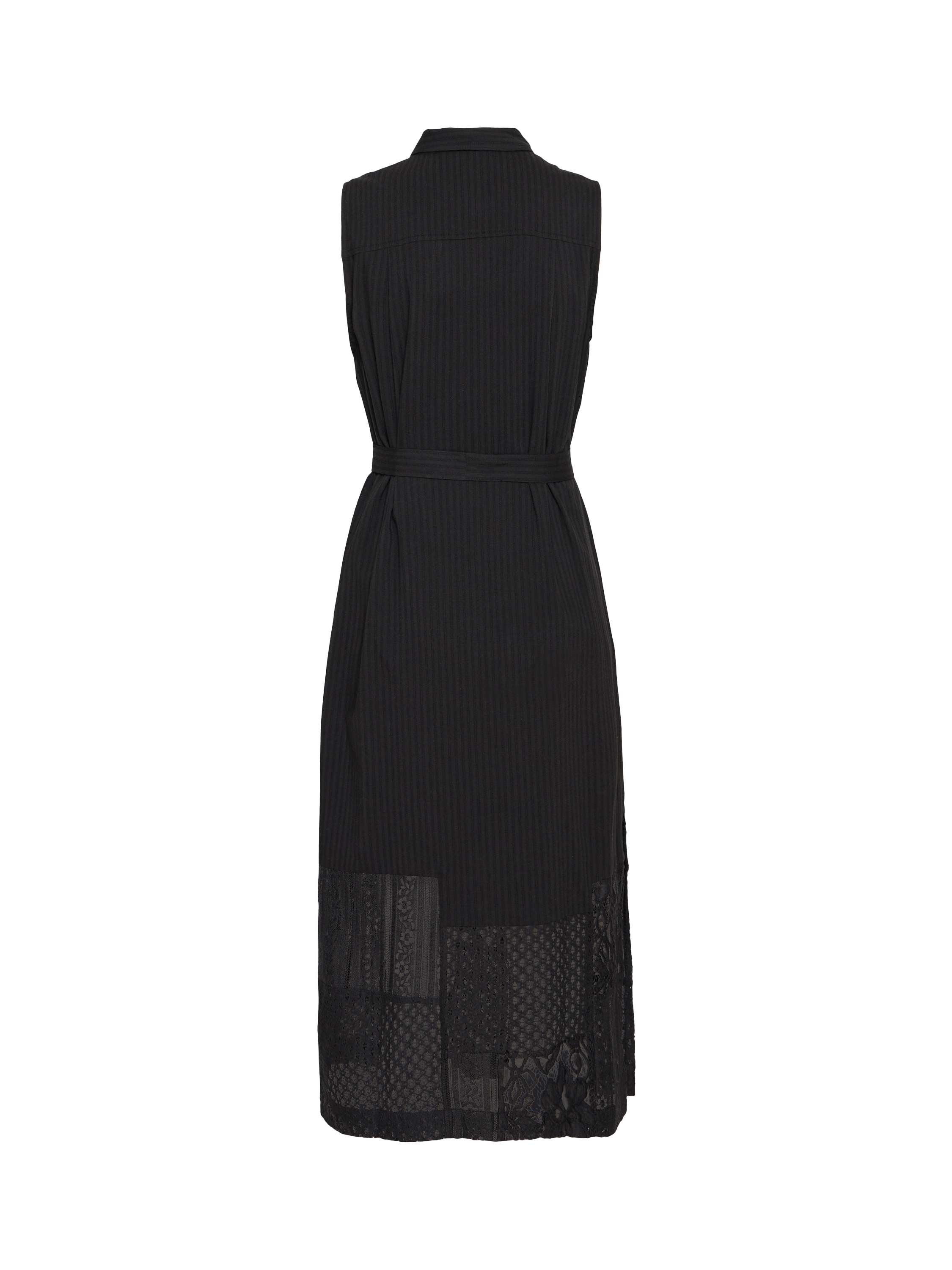 Product image 6 of 7, which shows ICHI Marila Stripe Sleeveless Midi Shirt Dress, Black, 8