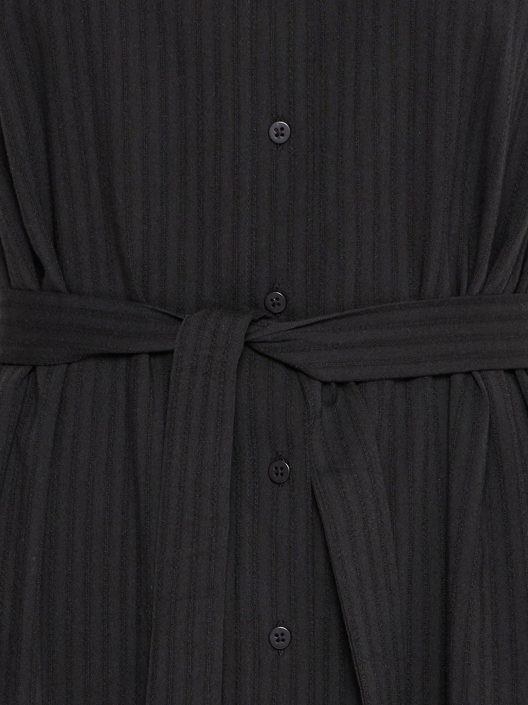 Product image 7 of 7, which shows ICHI Marila Stripe Sleeveless Midi Shirt Dress, Black, 8