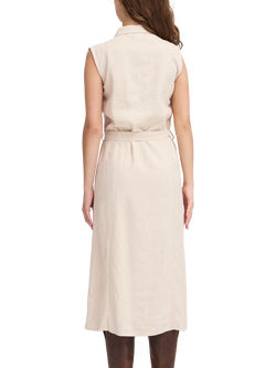 ICHI Linno Linen Rich Shirt Midi Dress, Natural/Multi - view 2, Natural/Multi