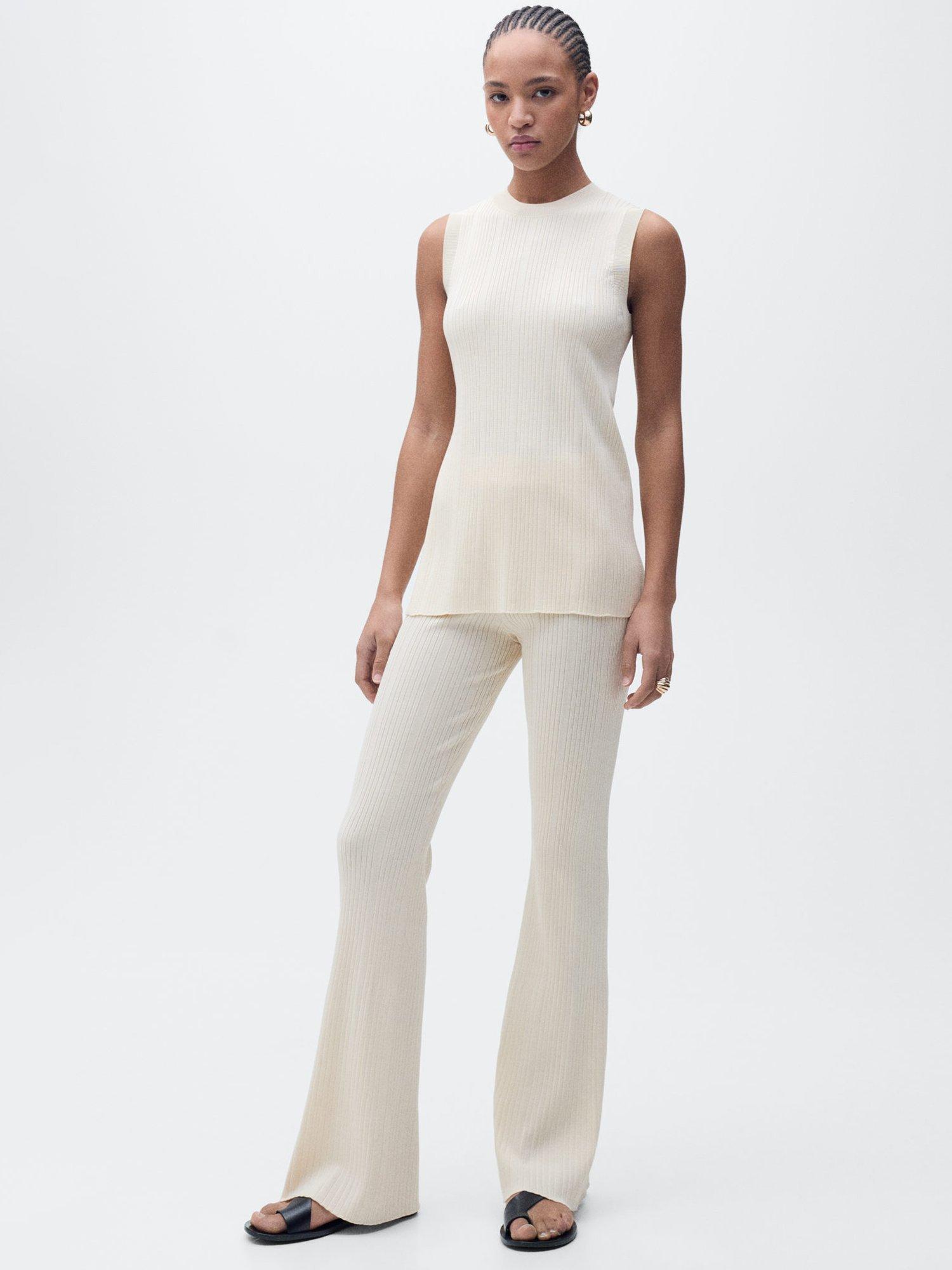 Product image 1 of 6, which shows Mango Puigdi Knit Longline Tank Top, Beige, L