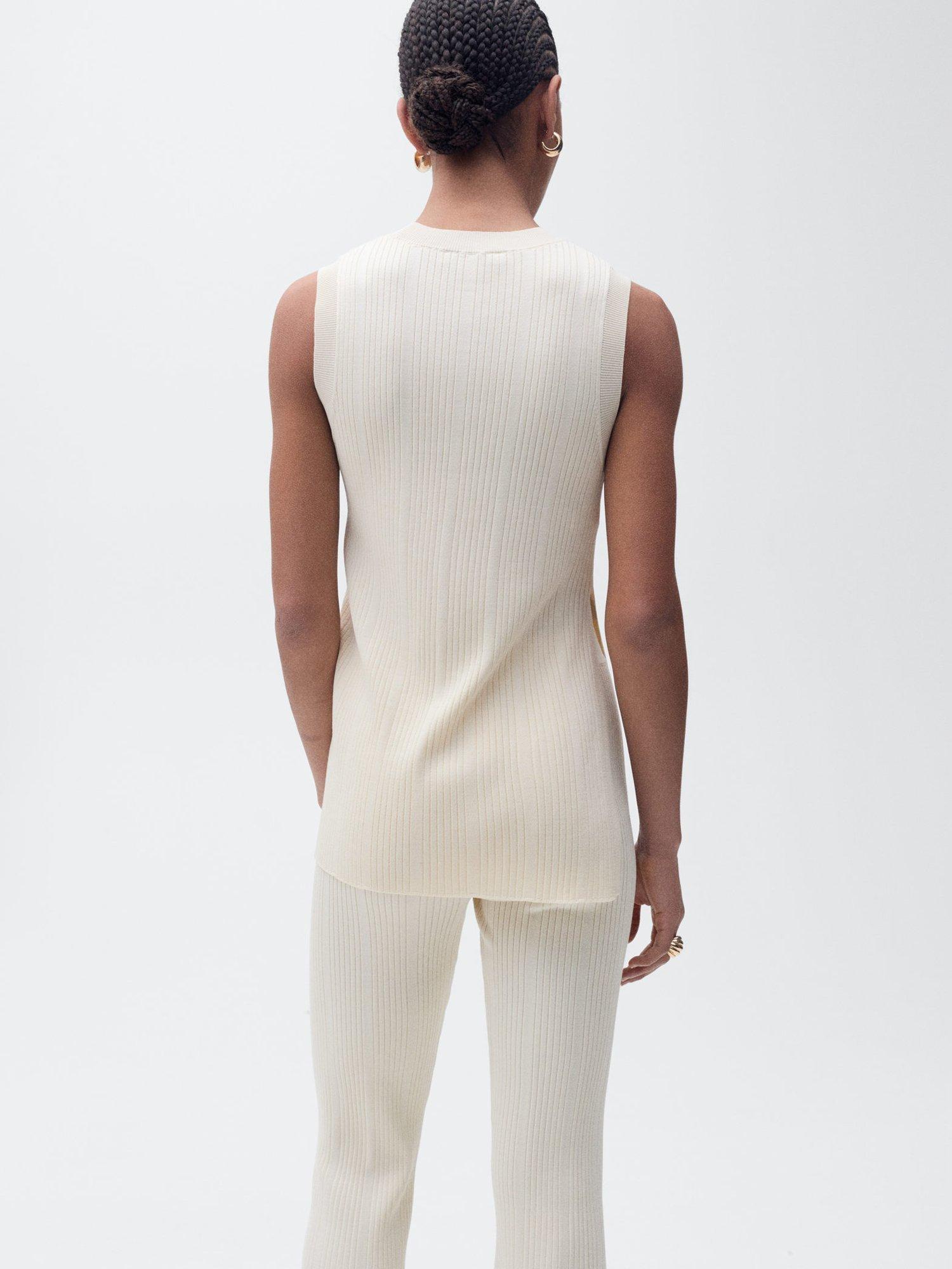 Product image 4 of 6, which shows Mango Puigdi Knit Longline Tank Top, Beige, L