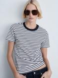 Mango Rita Cotton Crew Neck Striped T-Shirt, Blue/Multi
