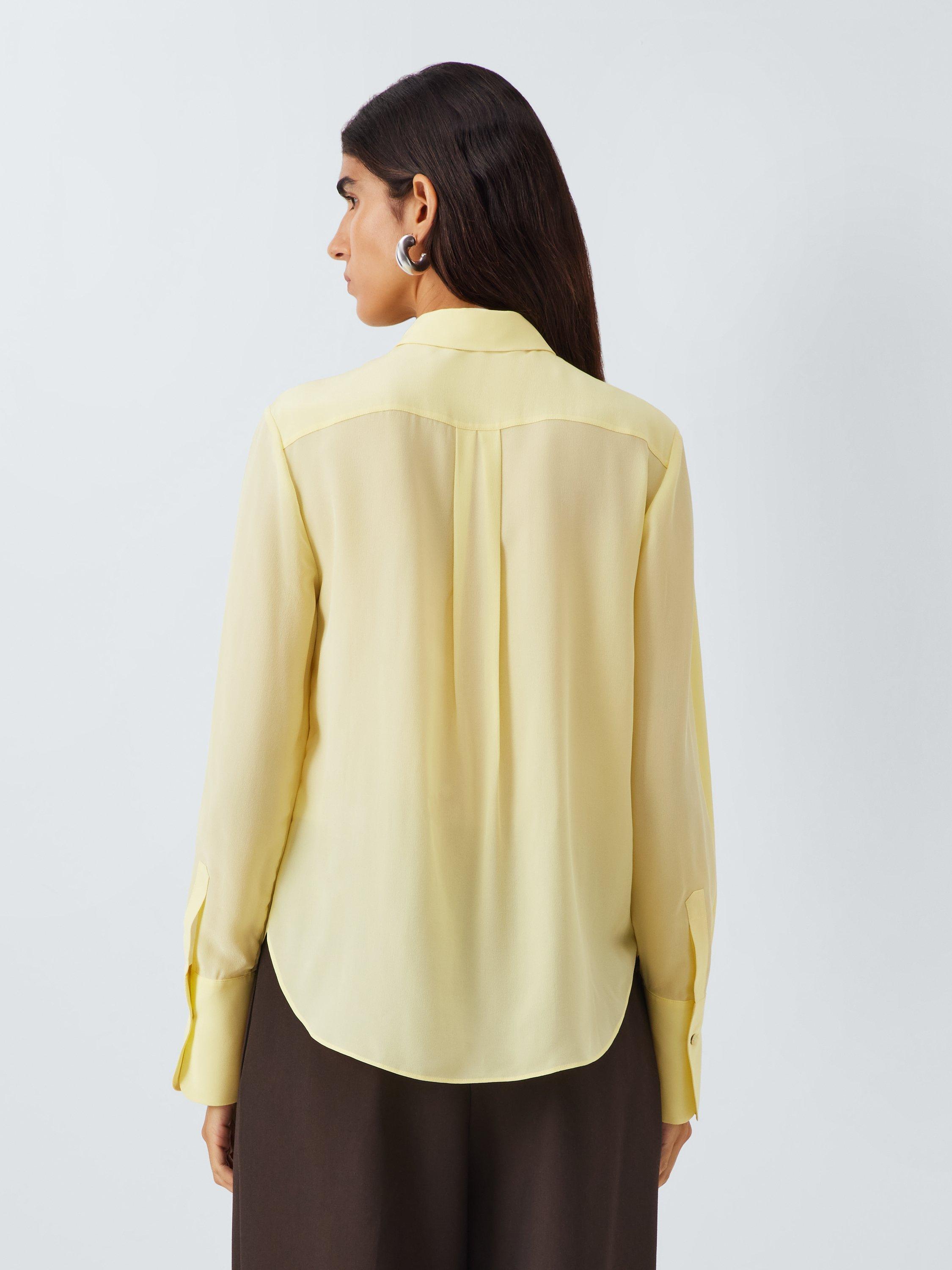 Product image 2 of 6, which shows John Lewis Pleated Silk Blouse, Light Yellow, 8