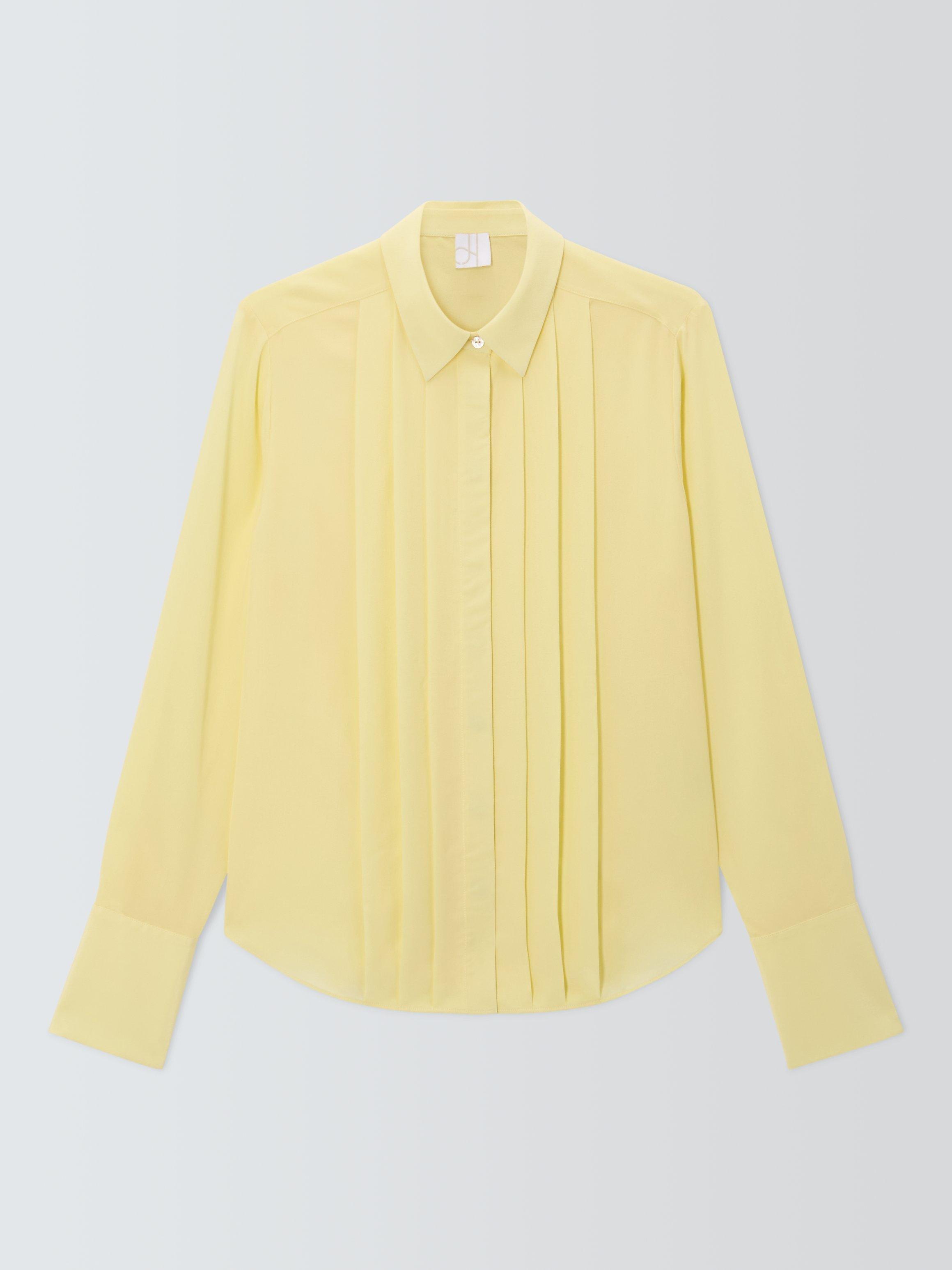 Product image 4 of 6, which shows John Lewis Pleated Silk Blouse, Light Yellow, 8