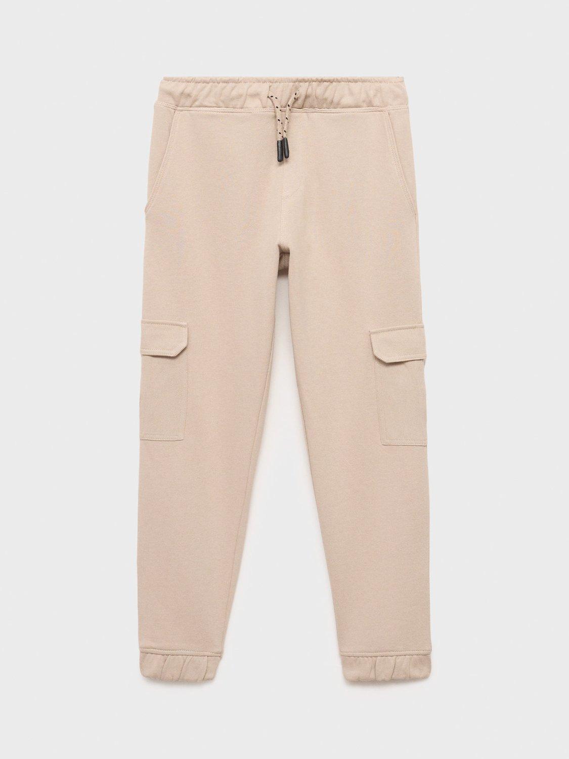 Product image 1 of 4, which shows Mango Kids' Cotton Cargo Trousers, Light Pastel Brown, 10 years