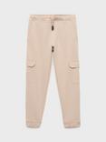 Mango Kids' Cotton Cargo Trousers, Light Pastel Brown